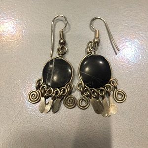Black Onyx and sterling earrings